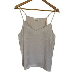 Prologue Womens Gray Ecru Satin V-Neck Camisole Size XL Classic Basic Staple